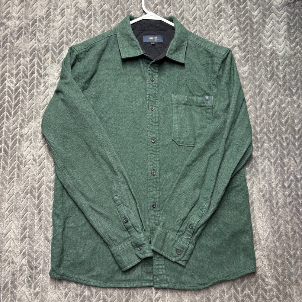 Roark Crossroads Flannel Shirt‎ Medium Green Excellent RW665 (2162)